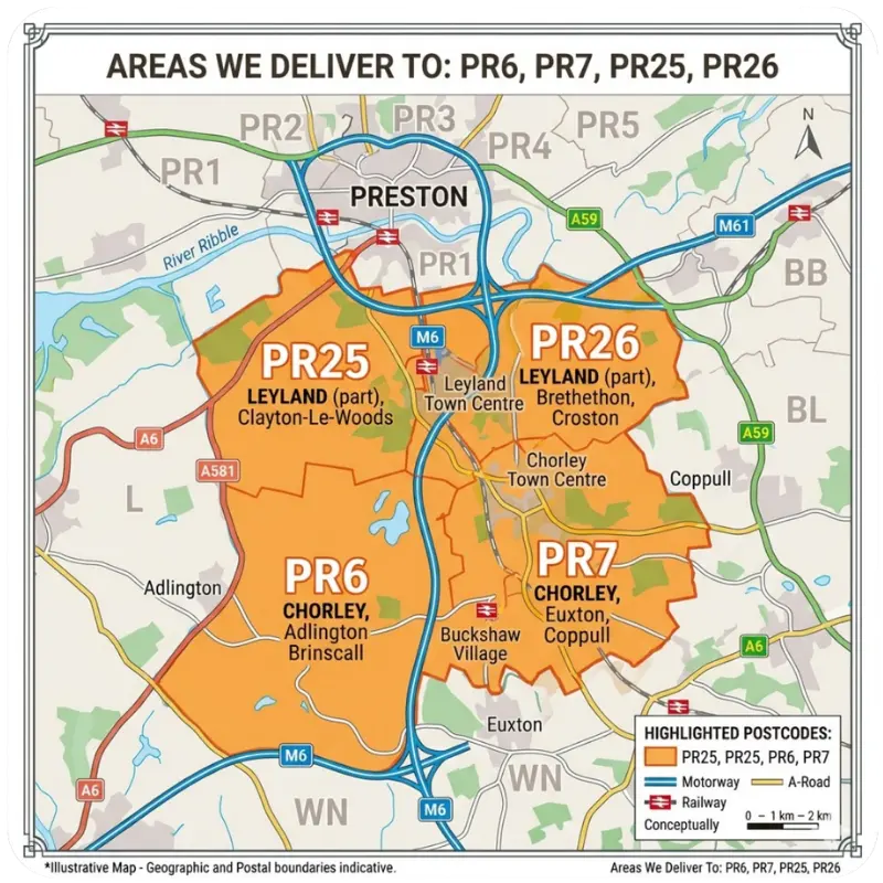 AREAS WE DELIVER TO PR6, PR7, PR25, PR26