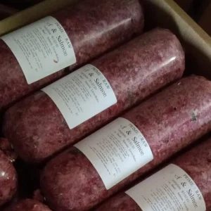 Beef and Salmon raw dog meat
